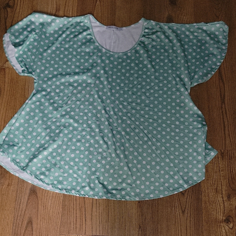 MISSLOOK Mint Green Polka Dot Short Sleeve Top